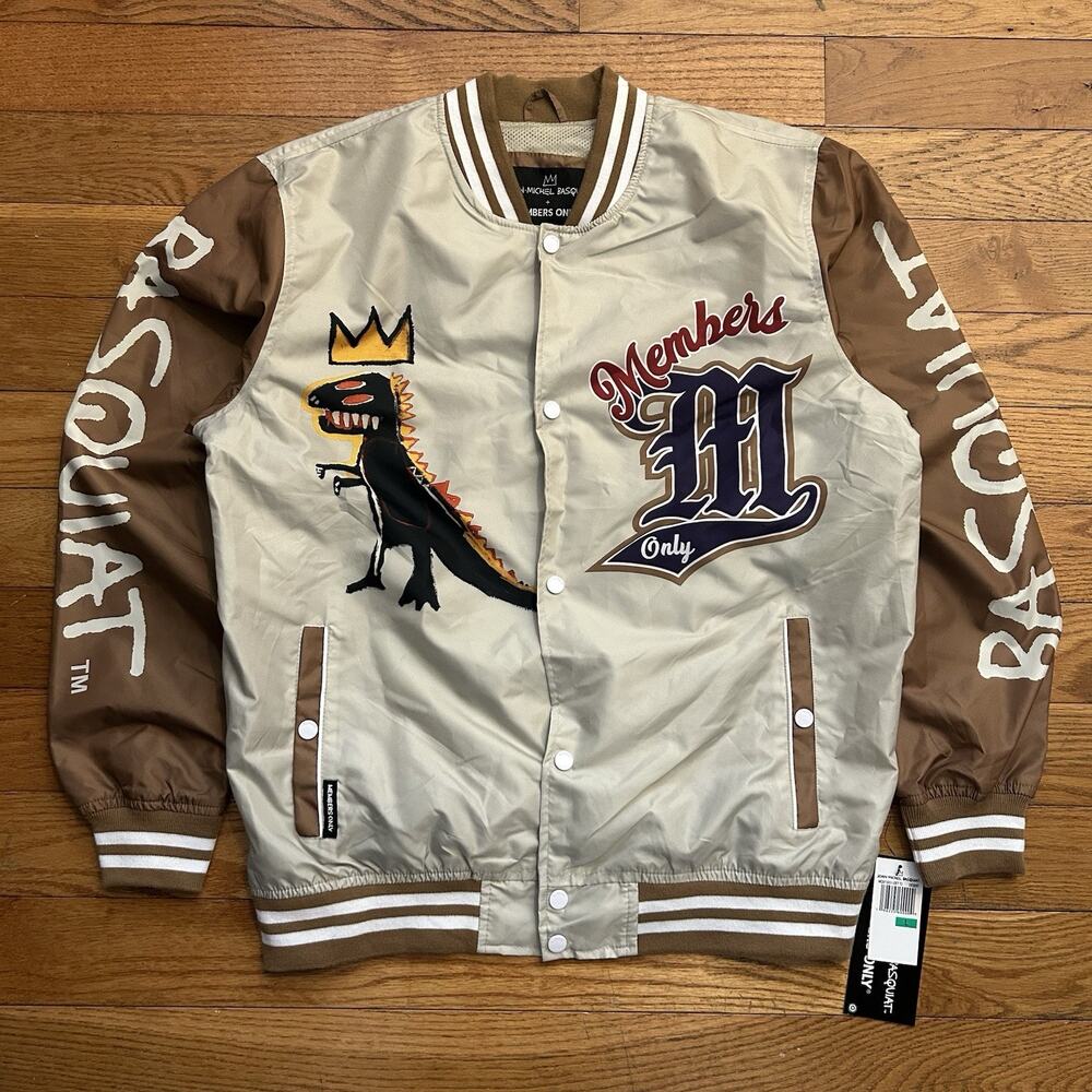 NEW Members Only Jean Michel Basquiat Varsity Letterman Windbreaker Jacket Large